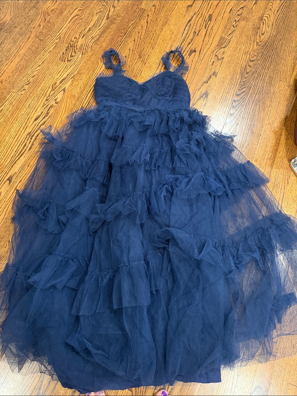 Women’s bcbg Navy Tulle Ruffle Party Dress